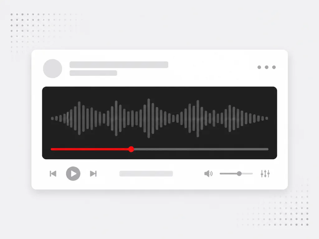 Streaming player card with a dark waveform module and red playback progress