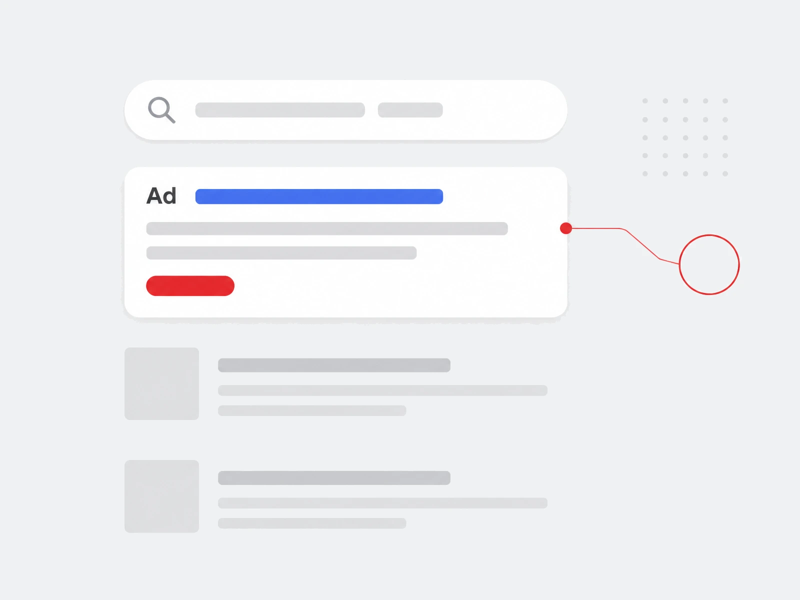 Illustration of a sponsored search result above organic listings