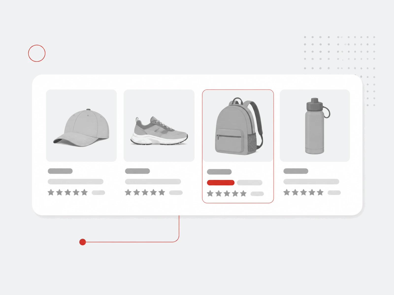Illustration of a shopping ads product listing row with prices and ratings