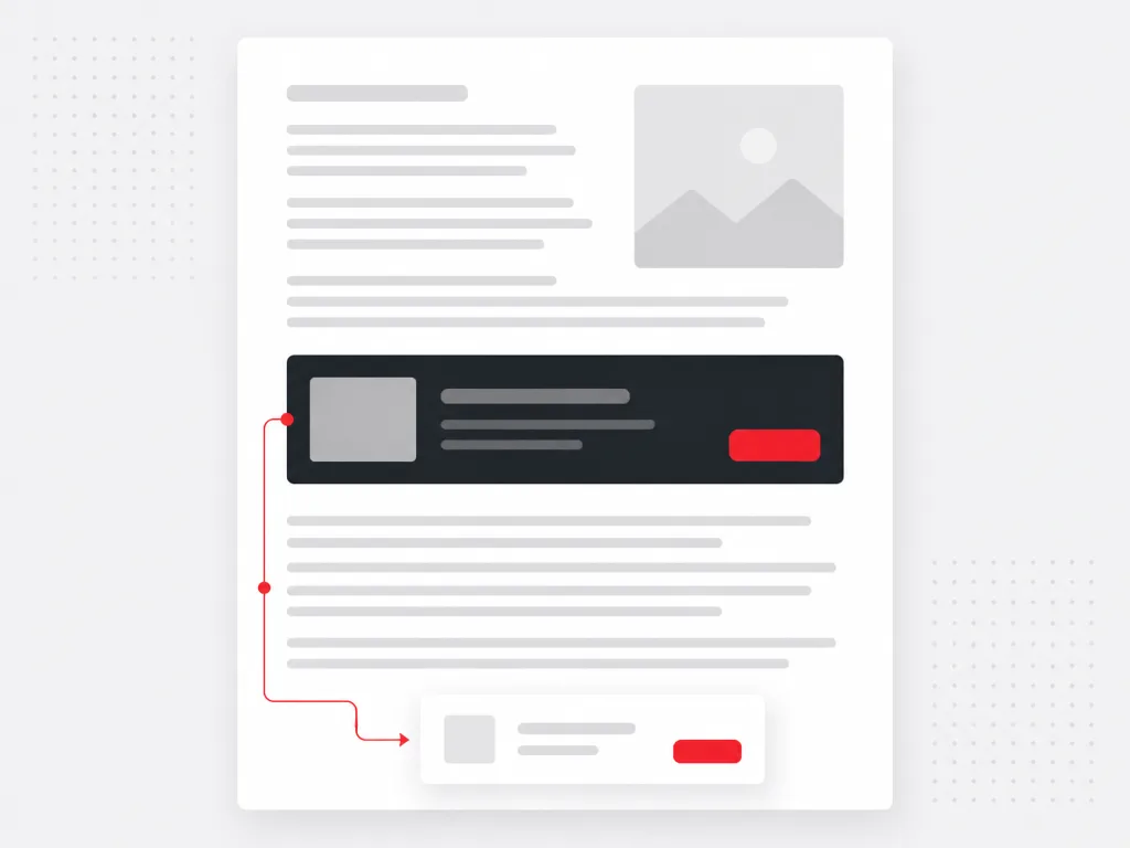 Editorial article page with an integrated dark sponsored content unit and a red reader path to an action card