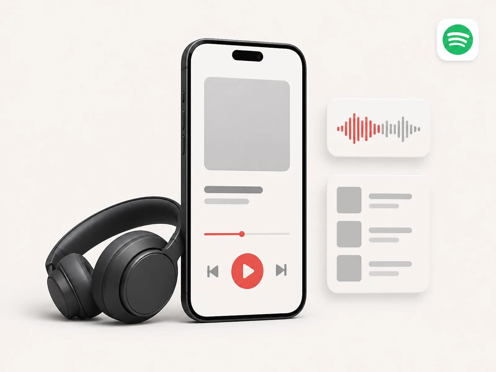 Phone and headphones showing a Spotify audio ad placement