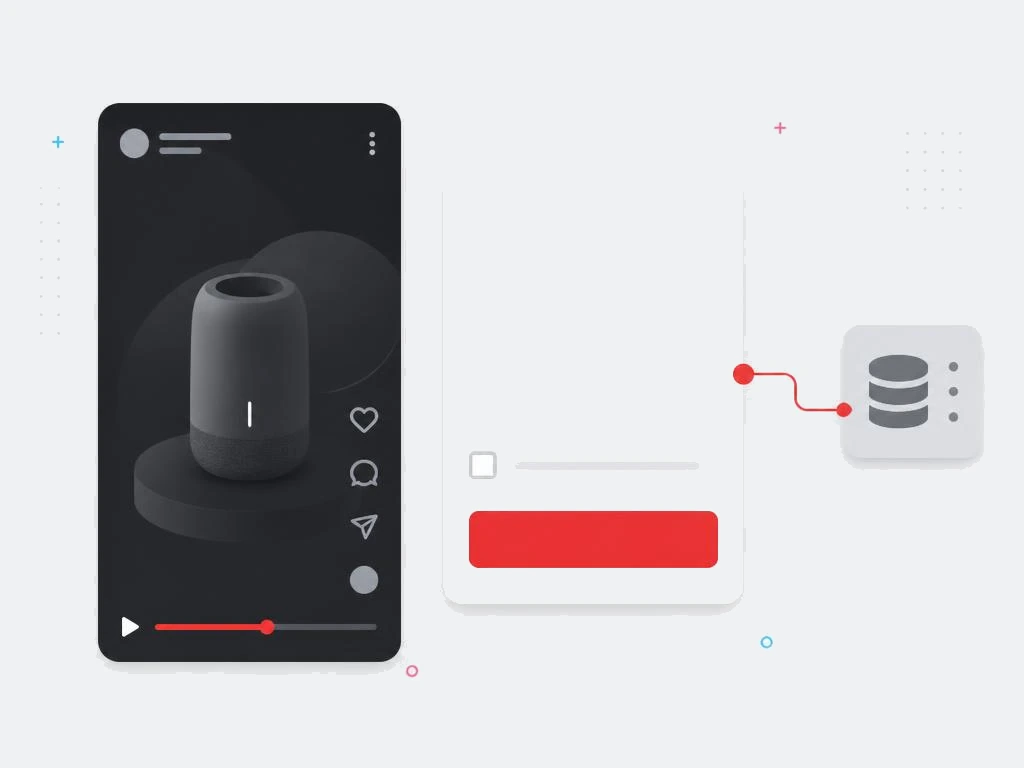 Short form video beside a native instant lead form feeding a CRM tile